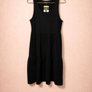 Frye Black Tiered Midi Dress
